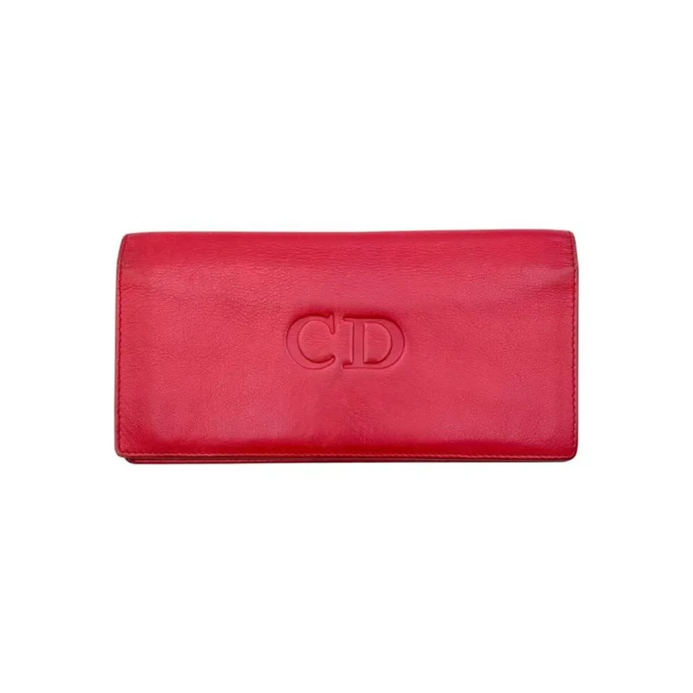 Dior Vintage Leather Wallet Embossed CD logo